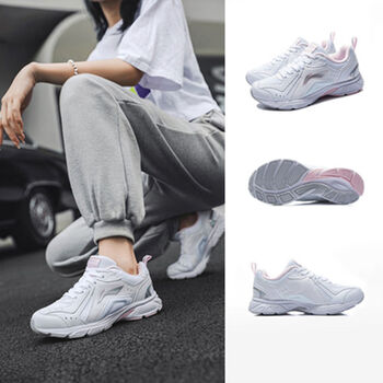 李宁(li-ning)跑步鞋追月女缓震耐磨老爹鞋户外休闲健步运动鞋跑步鞋
