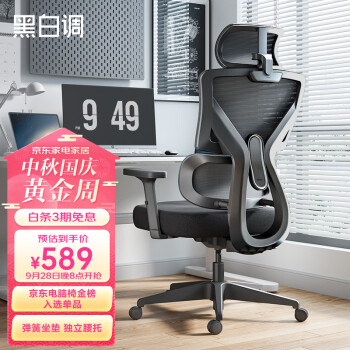 黑白调（Hbada）P5双背款 人体工学椅电脑椅子办公椅可躺学习椅家用电竞椅标准