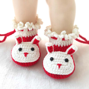 可爱超萌小兔子婴儿鞋步前鞋纯手工针织毛线软底鞋兔宝宝鞋0-1岁 红色 0-3个月