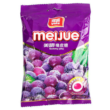 雅客美嚼橡皮糖100g12包qq糖果汁水果软糖婚庆糖果儿童零食小吃葡萄味
