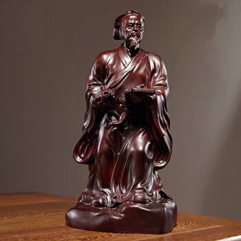木雕鲁班雕像摆件实木雕刻工匠祖师巧圣鲁班家居玄关办公室装饰品