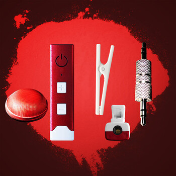 话筒麦克风录音频接收器耳机有线变无线(可开票) 中国红 金属头 红包