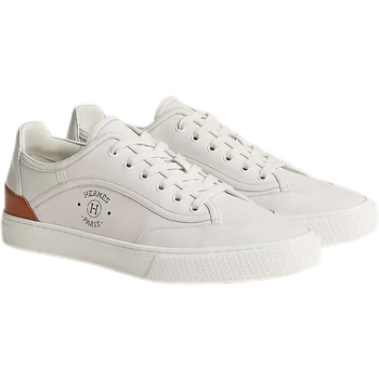 爱马仕(hermes)男士简约个性牛皮运动鞋平底鞋小白鞋板鞋跑步鞋 白色