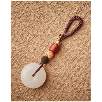 闻希wenxi平安扣汽车钥匙扣挂件古风高档玉石精致吊坠男女款挂绳饰品