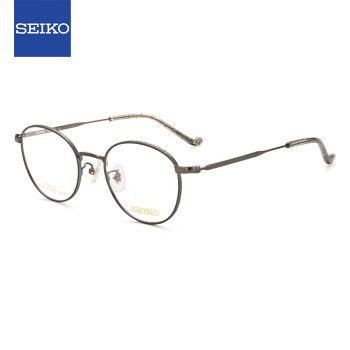 SEIKO精工 眼镜框男女款全框 β-钛复古眼镜架近视配镜光学镜架HC3021 74 49mm 枪灰色