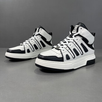 轻奢冬季男士高帮鞋子男鞋头层2023秋款老爹鞋潮流时尚男鞋白黑43