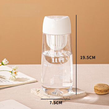 聚心尚品 水杯简约带盖塑料杯高颜值男女生泡茶运动耐高温杯子 白色【600ML】