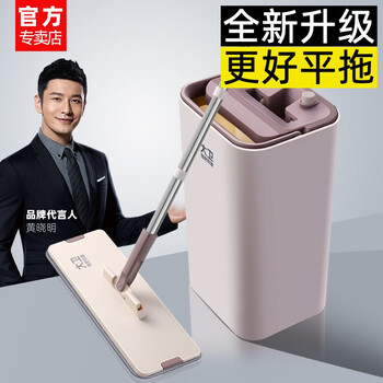 大卫平板拖把免手洗家用一拖净平拖拖布干湿两用自刷洗木地板墩布 32cm平板拖把(4块布)
