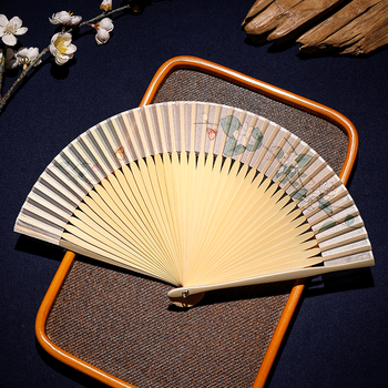 中国风折扇夏季高档古风夏天汉服旗袍中式扇子儿童折叠舞蹈扇竹扇