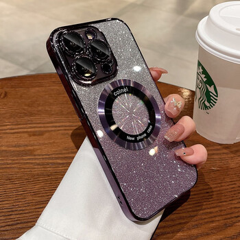 虎克船长 闪粉磁吸充电适用iPhone14手机壳苹果13promax镜头全包男女超薄透明12防摔网红 【暗夜紫】渐变闪粉*磁吸充电*自带镜头膜 iPhone 12 Pro Max