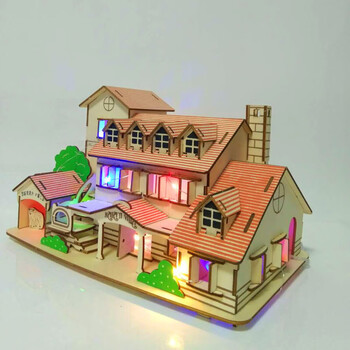 木板拼图 立体木质3d拼图模型玩具木板拼图小孩子儿童木制仿真建筑