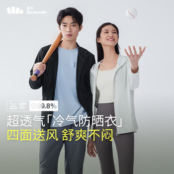 蕉下（beneunder）男士防晒衣夹克外套夏季新品轻薄透气防紫外线透气防晒衣AS41824 漫暮黑 M