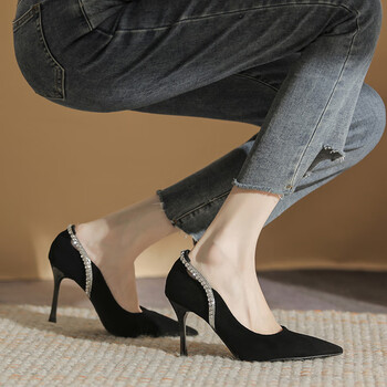 何乐夏天上班穿的鞋子珠宝店酒店前台工作职业女士单鞋黑色高跟鞋细跟