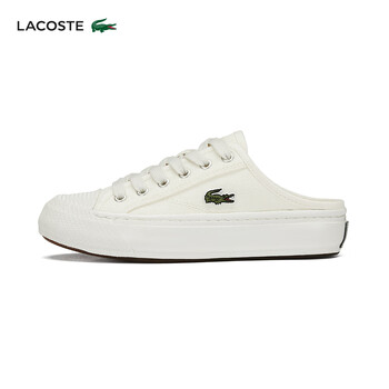 鳄鱼女鞋时尚休闲帆布鞋半拖47cfa000818c米白色538