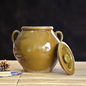 多川四川陶瓷装猪油罐储物罐土陶带盖厨房耐高温家用装油坛子大容量油