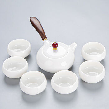 德化羊脂玉白瓷功夫茶具套装家用简约办公泡茶茶壶盖碗茶洗带茶盘 55