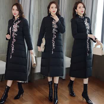秉藜民族风棉服女中长款加绒女式唐装中国风棉衣女中长款冬季复古民族