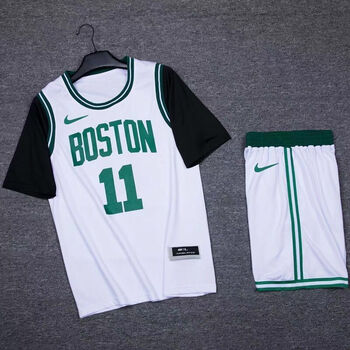 服短袖假两件套凯尔特人11号球衣训练服 欧文11号白色 白裤【套装】 l