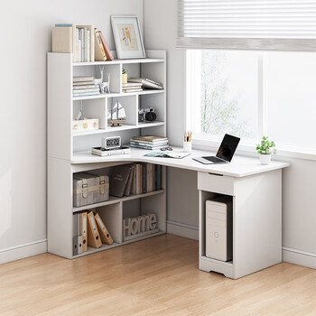 鲁普顿转角电脑桌简约书桌书柜书架组合台式办公桌小户型写字桌子 b款