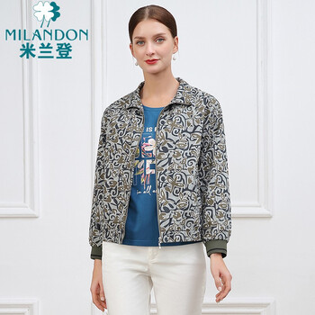 米兰登2022春装中老年女装妈妈装时尚印花减龄茄克外套女宽松舒适气质