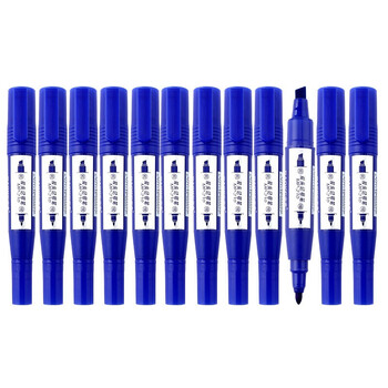 宝克baokemp210油性粗细双头记号笔蓝色12只装