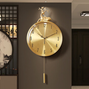 纳什新中式静音壁挂钟客厅家用创意钟表挂墙装饰时钟现代轻奢高档挂表