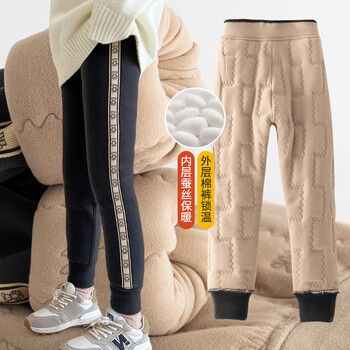 mcticco女童保暖裤子冬季三层夹棉儿童加厚打底裤一条过冬女大童棉裤