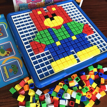 京佳玩具拼插积木早教蘑菇钉拼图男女孩礼物730粒积木拼装盒图册