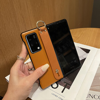 安德栩折叠屏适用于华为matex2手机壳圆环腕带编织麻绳斜挎绳皮质外壳