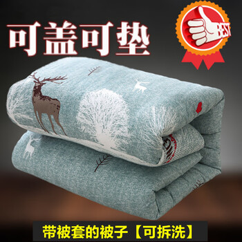 棉被芯棉垫絮床垫冬被单人学生宿舍八斤被褥子白被子双人春秋被加厚带被套 6斤+被套【吉祥鹿】  120*200cm【单人褥子】