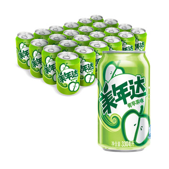 百事可乐 美年达可乐 Mirinda 青苹果味 汽水碳酸饮料 330ml*24罐 整箱装 新老包装随机发货 百事出品