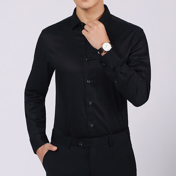 衬衫春夏四季长袖休闲商务职业装季西装打底衬衣内穿帅气外搭黑色6629