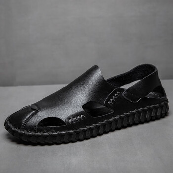 威少库里倾真牛皮男士凉鞋男款夏季男鞋子男生外穿包头凉拖鞋男2023