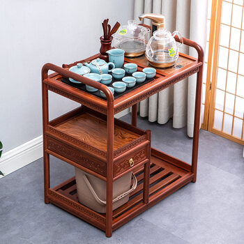 柜小茶桌茶台烧水壶一体家用简约中式茶车 木乌金石-禅茶车 金灶g9 全