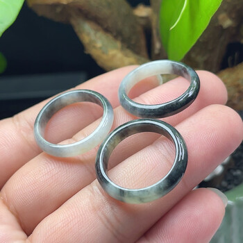 皇本半山半水乌鸡种玉戒指缅甸天然a货翡翠 玉石指环男女双彩翡翠戒圈