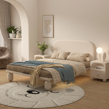 奇妙童年 儿童床男孩女孩实木单人床带护栏夜灯极简奶油风小户型小孩