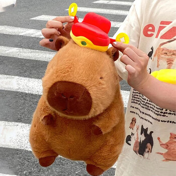 酷乐潮玩佛系卡皮巴拉公仔玩偶毛绒玩具抱枕水豚娃娃卡皮扒拉啪圈礼物 美拉德水豚坐姿33cm-财神 一只情绪稳定的卡皮巴拉