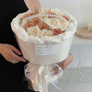 小众花束卡布奇诺白荔枝玫瑰生日鲜花速递全国店同城配女友 【偏偏