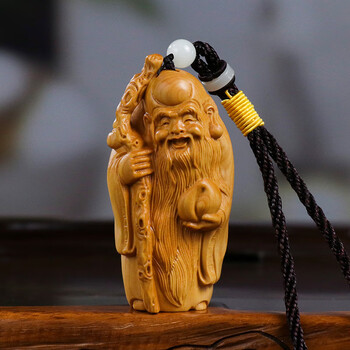 途豪班黄杨木雕中式文玩手把件寿星家居木质摆件送老人祝寿生日收藏