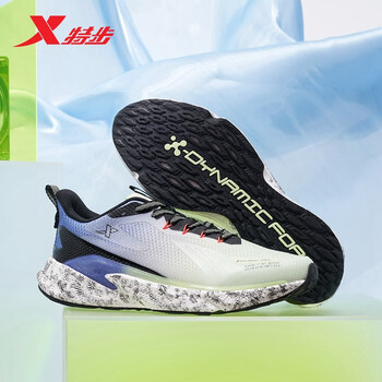 动力巢科技特步跑步鞋男鞋春季减震轻便透气跑鞋休闲运动鞋子男网面