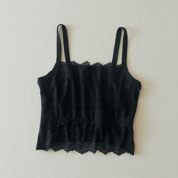 少女学生蕾丝防走光美背吊带运动小背心短款裹胸抹胸打底内衣 黑色