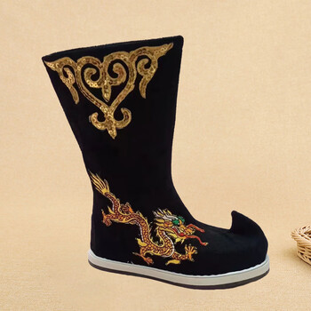 雅格罗伊明朝锦衣卫飞鱼服皂靴汉服靴古风古装靴男武侠翘头中国风官靴