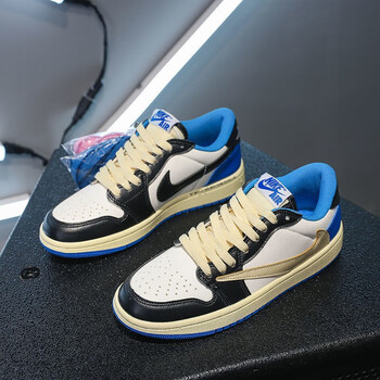 耐克aj1闪电倒钩藤原浩白蓝黑墨绿白灰校园运动鞋男鞋妈妈 aj藤原浩