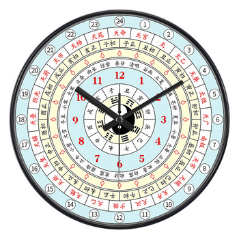xiaolang子午流注美容院钟表24小时养生挂钟中医十二时辰经络客厅静音