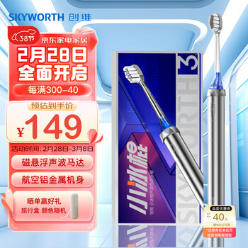 创维小冰棍电动牙刷 声波震动电动牙刷 情侣款礼物送男友/送女友 冰川银BG31