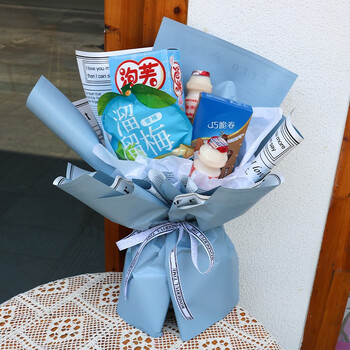 幽客玉品鲜花速递零食糖果花束生日表白送女友闺蜜儿童同城配送 零食花束E（代买）