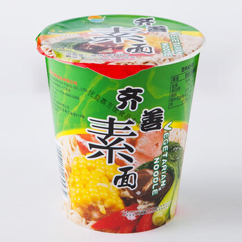 南美豹齐善素食素杯面68gx12杯方便食品旅行素泡面碗面方便面整箱人造
