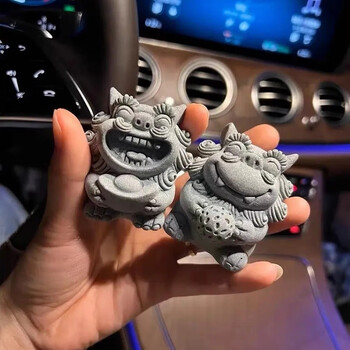 摩羯先生国潮欢喜风狮爷摆件小号石狮子汽车摆件对狮车载装饰品欢喜风