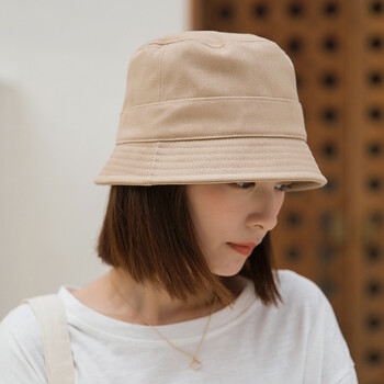 薄款单色短檐日系简约渔夫帽女生春款小边盆帽时尚出游遮阳帽 卡其色