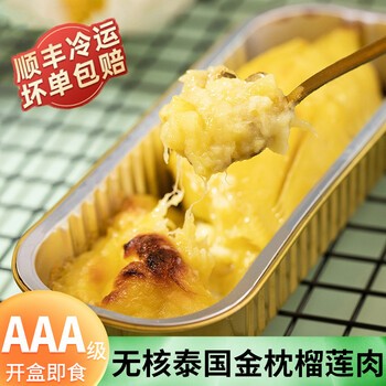 时鲜汇泰国金枕头冷冻榴莲肉 烤榴莲肉小金条树熟鲜冻 100g*5盒 A级 无核烤榴莲